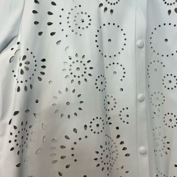 BB Dakota White Eyelet Faux Leather Button-Front Jacket XL - Picture 8 of 13